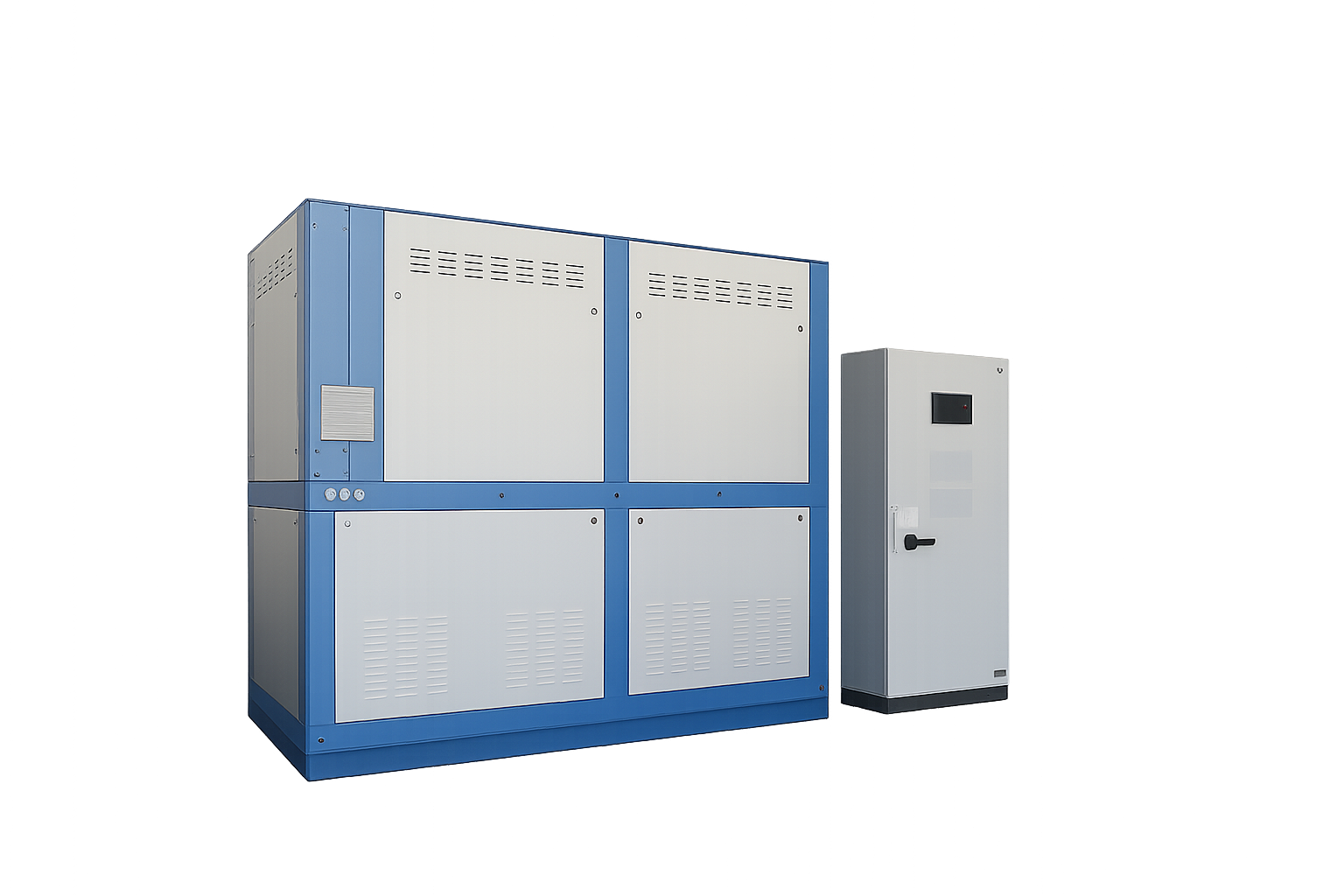 Industrial hydrogen gas generator with blue and white cabinet design